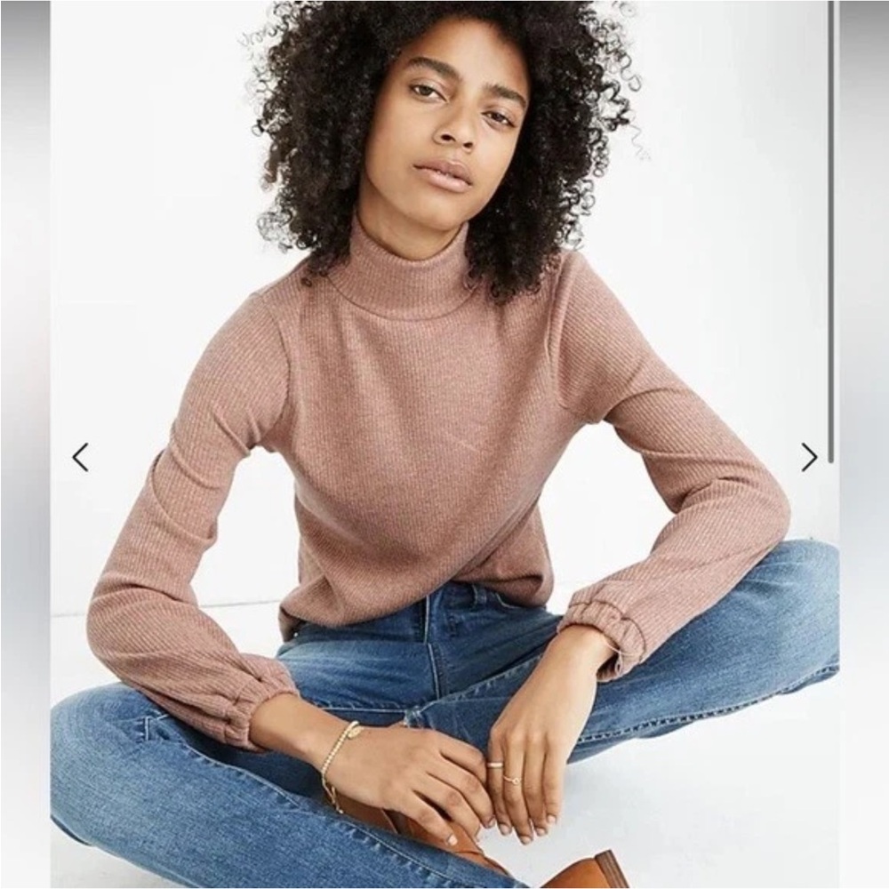 NWOT Madewell Heathered Bubble-Swing Sleeve Turtleneck